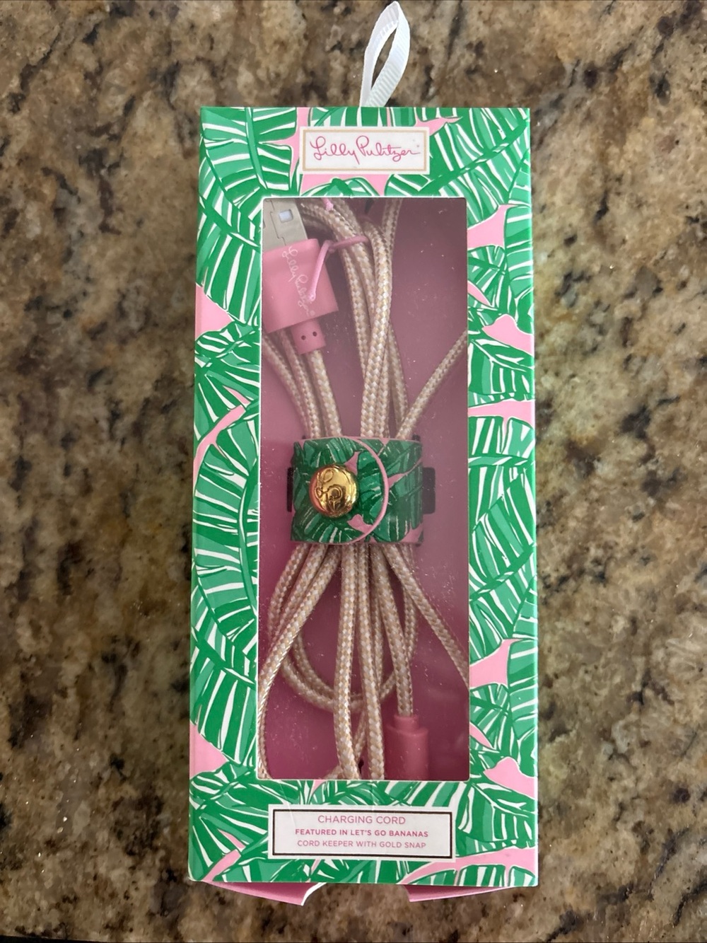 Lilly Pulitzer Phone Charging Cord 5’ Gold Green Pink 8 Pin To USB 2.0 SYNC NIB